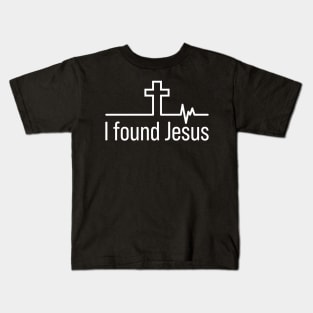 I Found Jesus Cross Heartbeat Kids T-Shirt